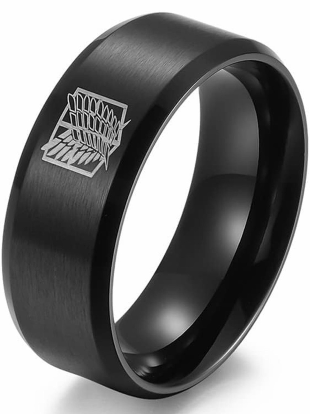 Men's Wings of Liberty Titanium Steel Ring, Black  Size 6